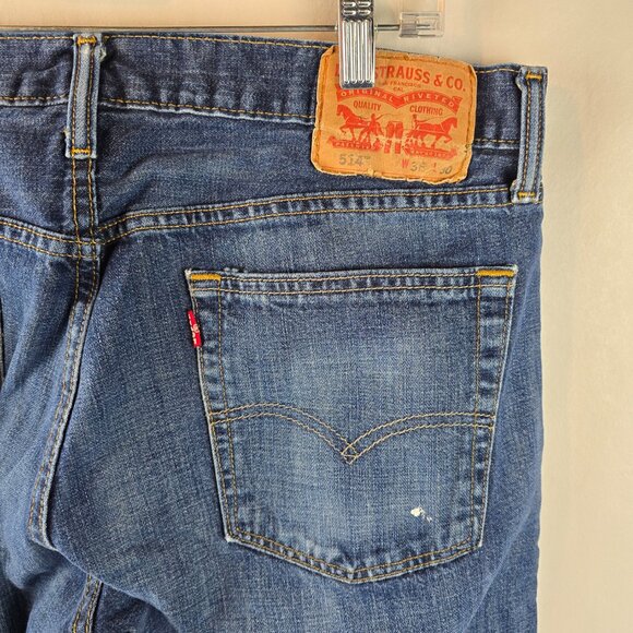 Levi's 514 Jeans Mens 36x30 Blue Denim Straight Fit Dark Wash Skater Normcore - Picture 7 of 11
